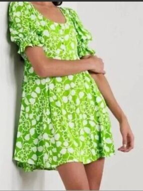 Faithful The Brand  La Barben Floral Green White Dress size 10